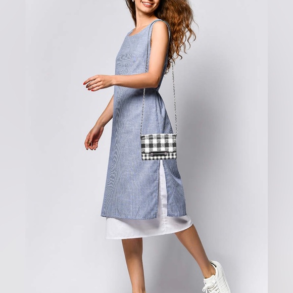 Diane Von Furstenberg Black And Checkered White Mini Crossbody NEW - Picture 2 of 7